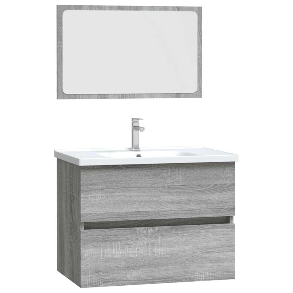 Set Mobili da Bagno 2 pz Grigio Sonoma in Legno Multistrato | homemem39