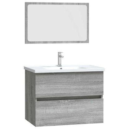 Set Mobili da Bagno 2 pz Grigio Sonoma in Legno Multistrato | homemem39