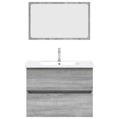 Set Mobili da Bagno 2 pz Grigio Sonoma in Legno Multistrato | homemem39