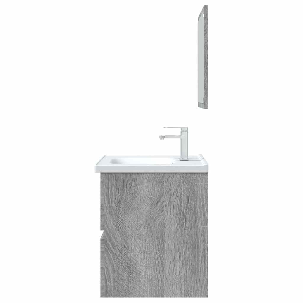 Set Mobili da Bagno 2 pz Grigio Sonoma in Legno Multistrato | homemem39