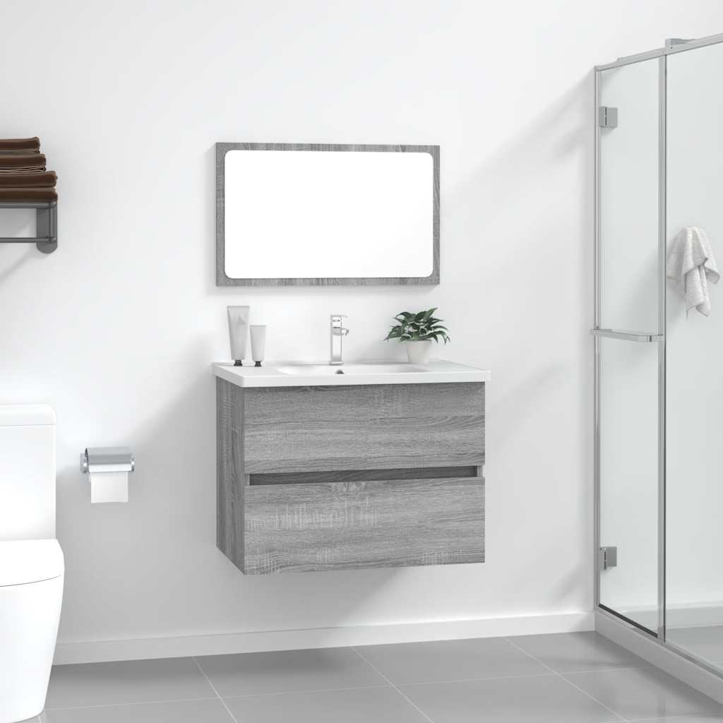 Set Mobili da Bagno 2 pz Grigio Sonoma in Legno Multistrato | homemem39