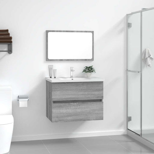 Set Mobili da Bagno 2 pz Grigio Sonoma in Legno Multistrato | homemem39
