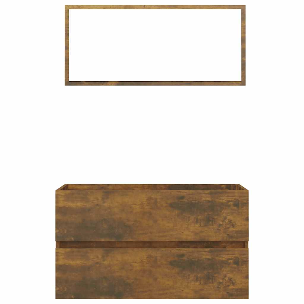 Set Mobili da Bagno 2 pz Rovere Fumo in Legno Multistrato | homemem39
