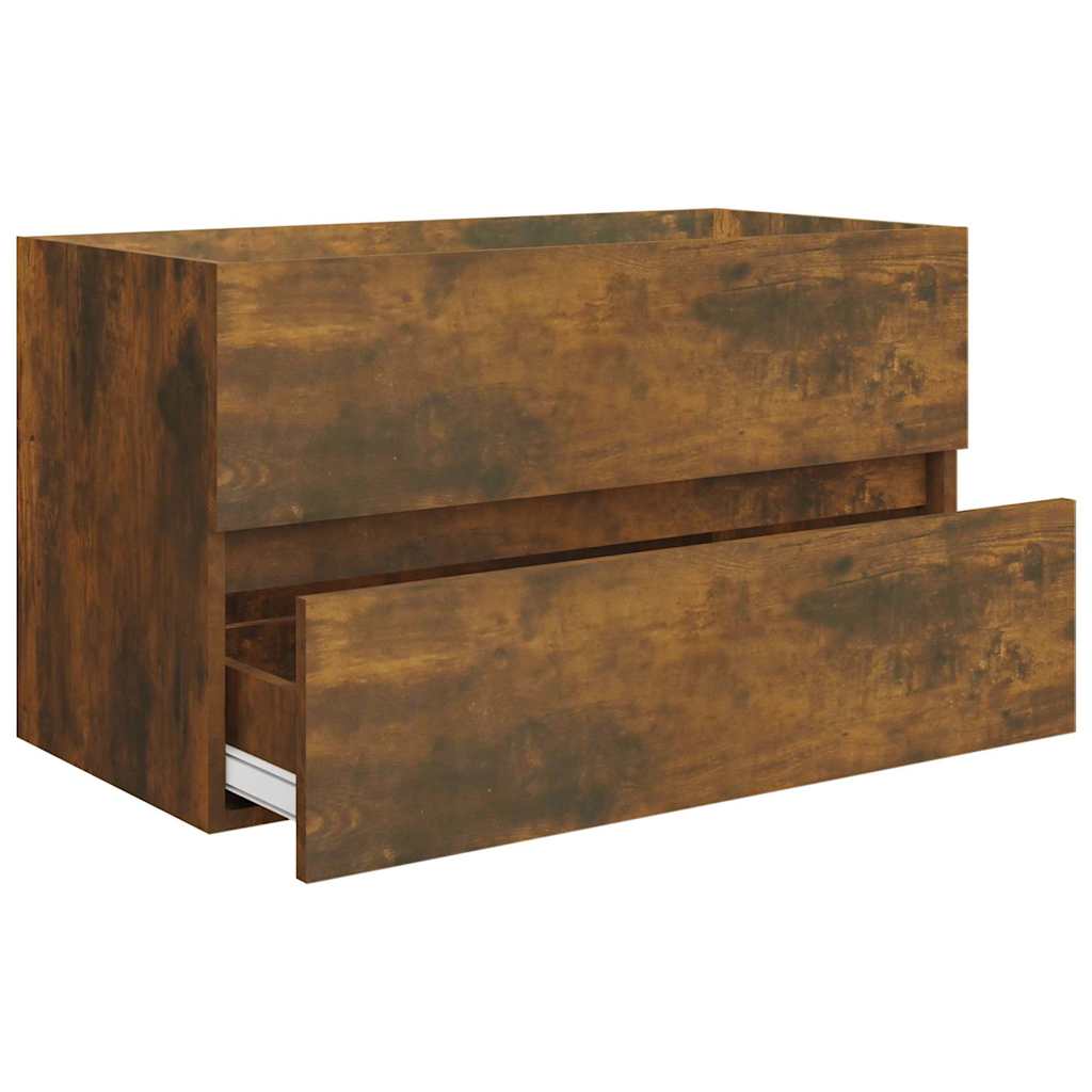 Set Mobili da Bagno 2 pz Rovere Fumo in Legno Multistrato | homemem39