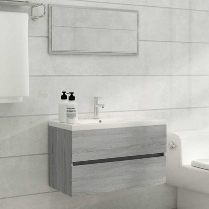 Set Mobili da Bagno 2 pz Grigio Sonoma in Legno Multistrato | homemem39