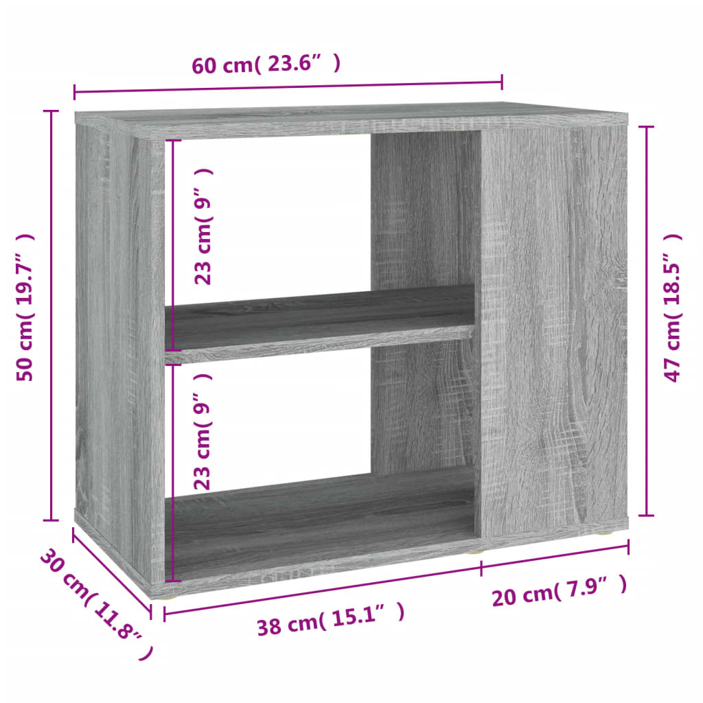 Sonoma Gray Side Cabinet 60x30x50 cm Plywood