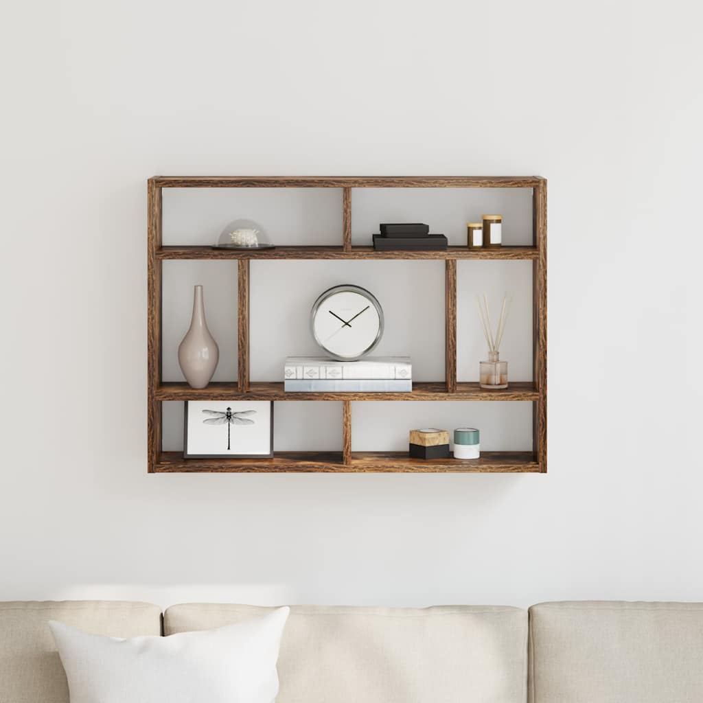 Mensola a Muro Rovere Fumo 75x16x55 cm in Legno Multistrato