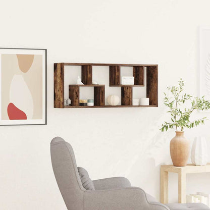 Mensola a Muro Rovere Fumo 36x16x90 cm in Legno Multistrato