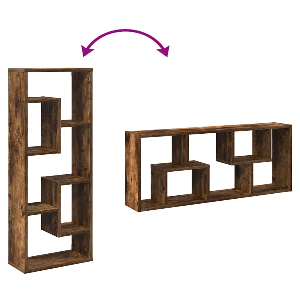 Mensola a Muro Rovere Fumo 36x16x90 cm in Legno Multistrato