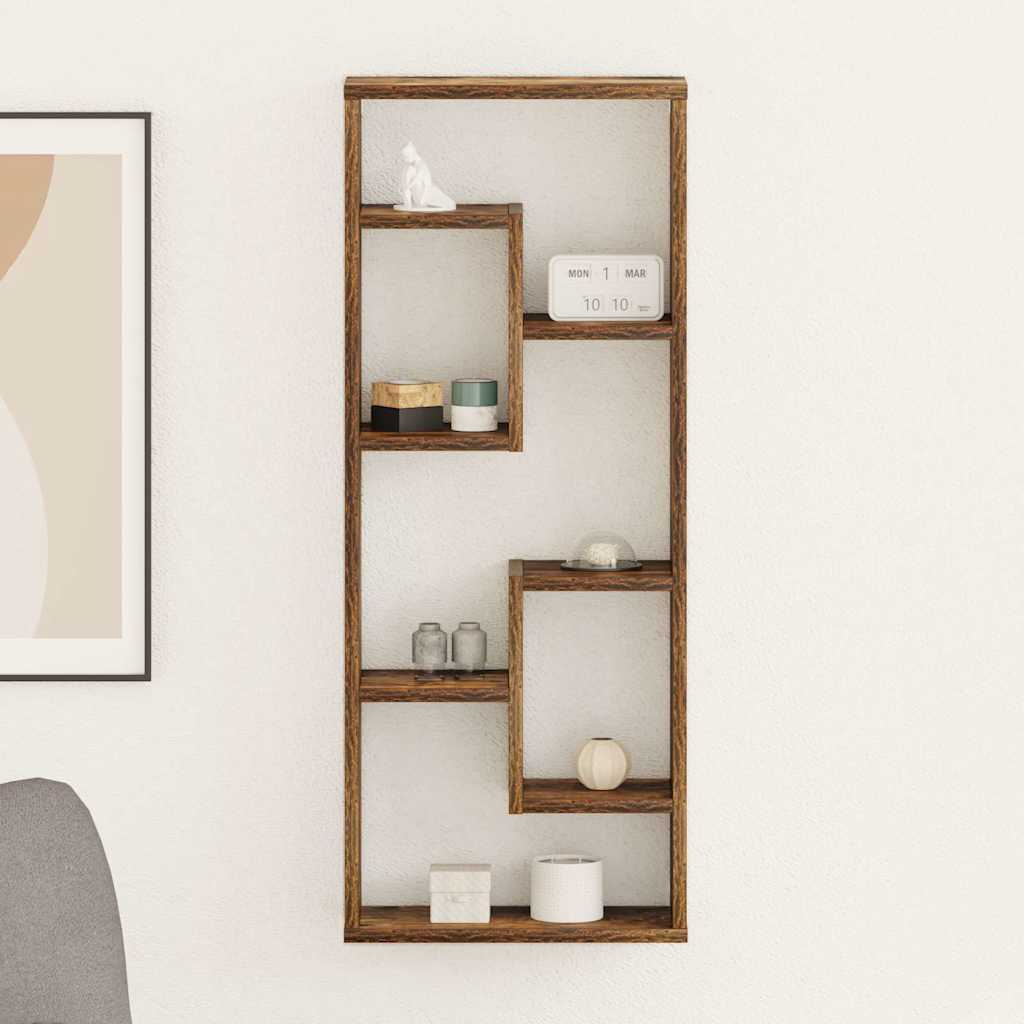Mensola a Muro Rovere Fumo 36x16x90 cm in Legno Multistrato