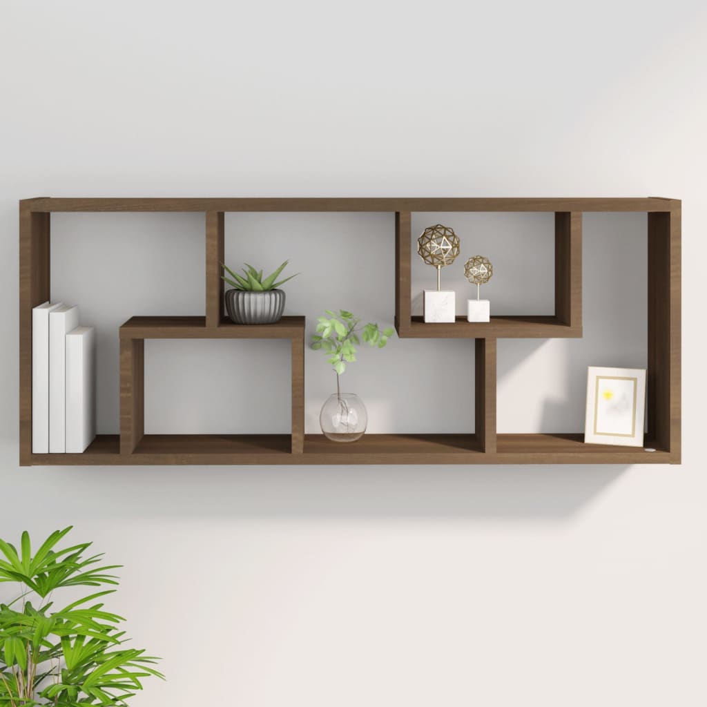 Mensola a Muro Rovere Marrone 36x16x90 cm in Legno Multistrato | homemem39