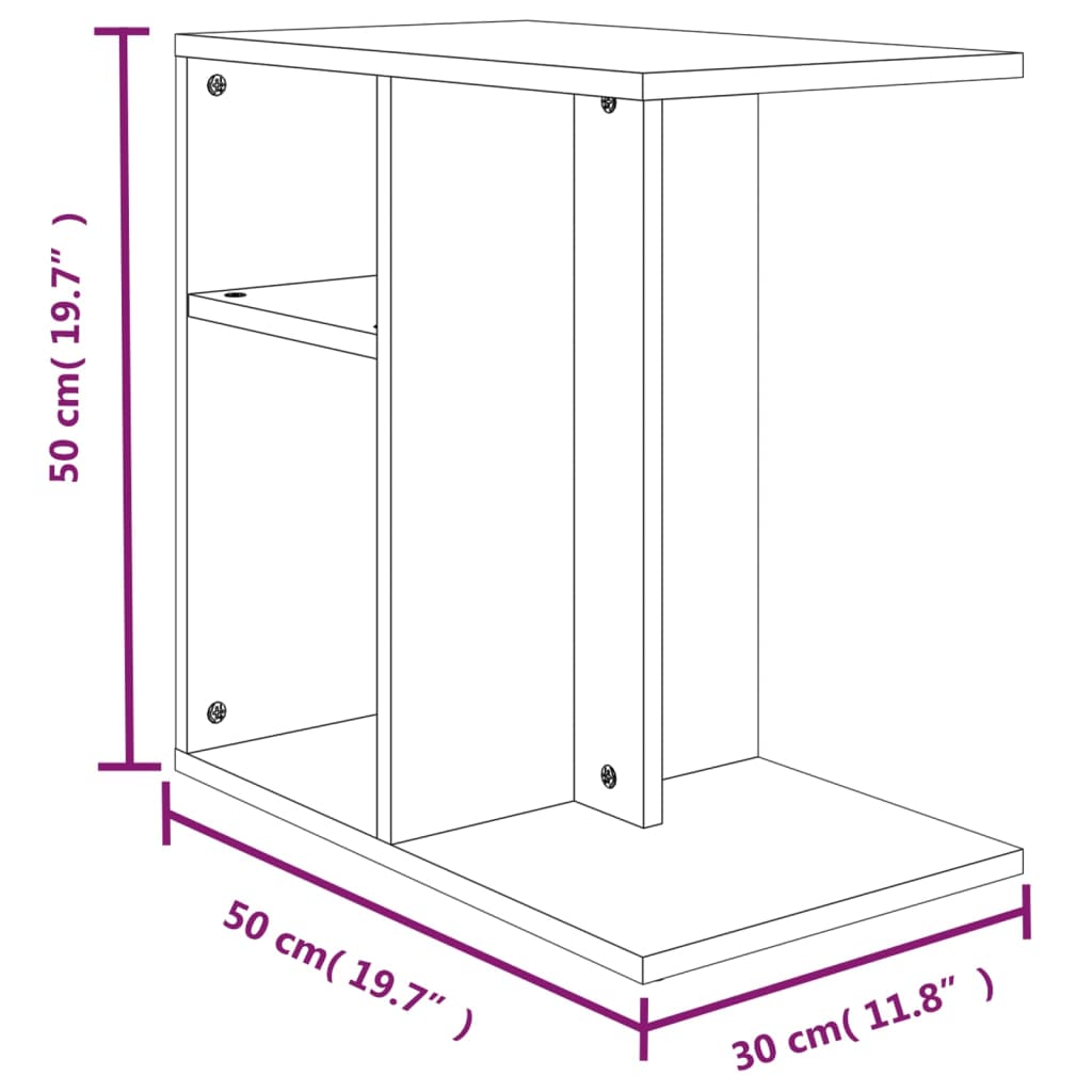 Tavolino da Salotto Rovere Fumo 50x30x50cm Legno Multistrato | homemem39