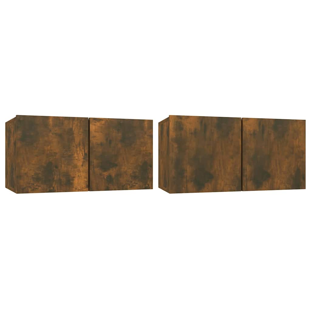 Mobili Porta TV Pensili 2 pz Rovere Fumo 60x30x30 cm