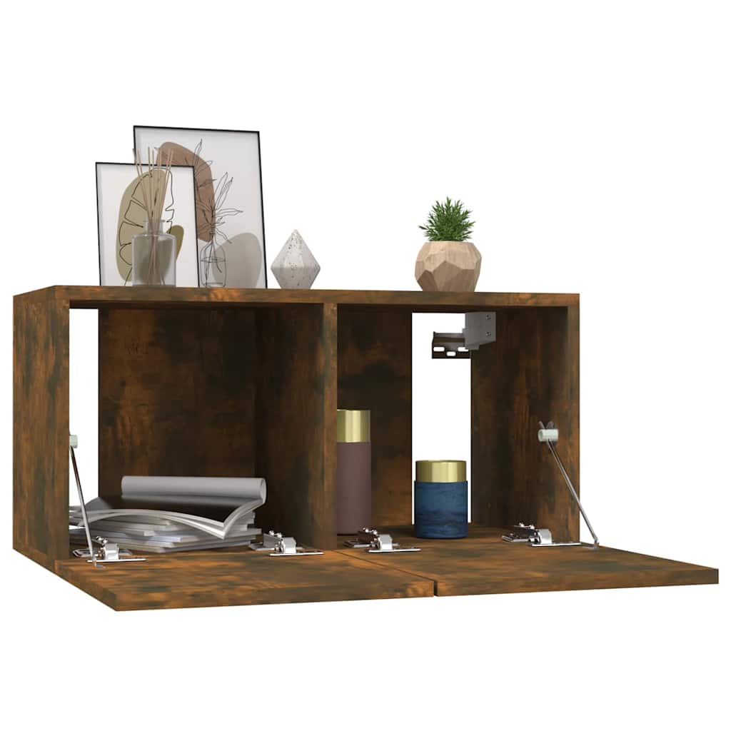 Mobili Porta TV Pensili 3 pz Rovere Fumo 60x30x30 cm