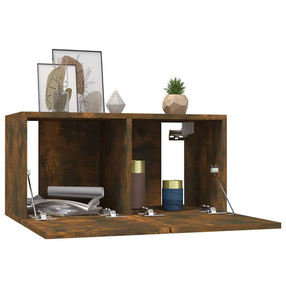 Mobili Porta TV Pensili 3 pz Rovere Fumo 60x30x30 cm