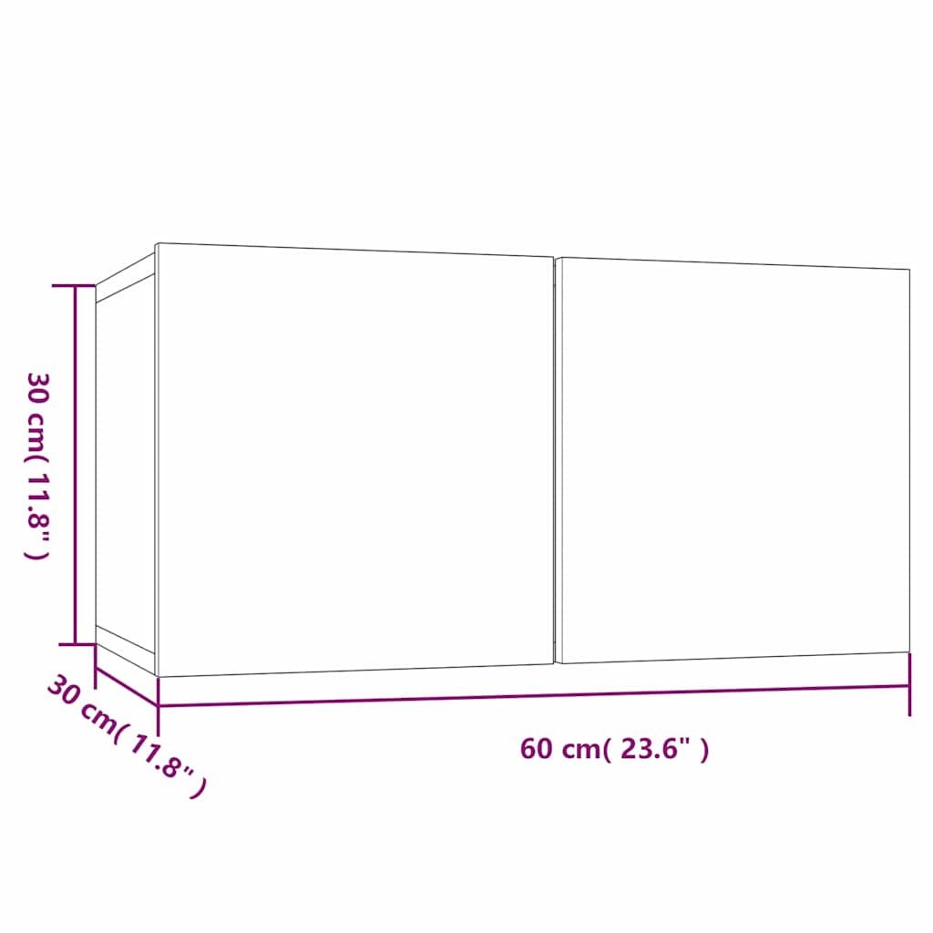 Mobili Porta TV Pensili 3 pz Rovere Fumo 60x30x30 cm