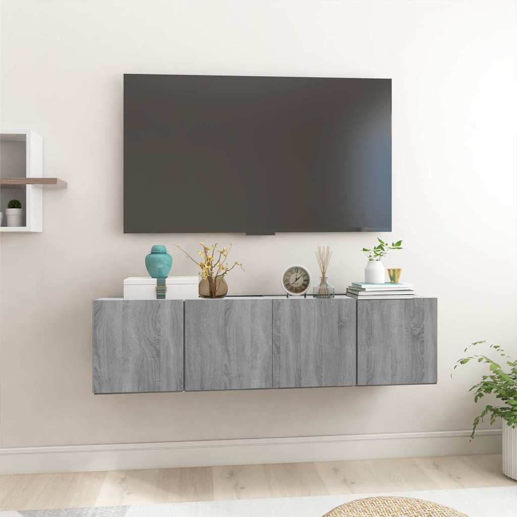 Mobili TV Pensili Grigio Sonoma 2 pz 60x30x30 Legno Multistrato