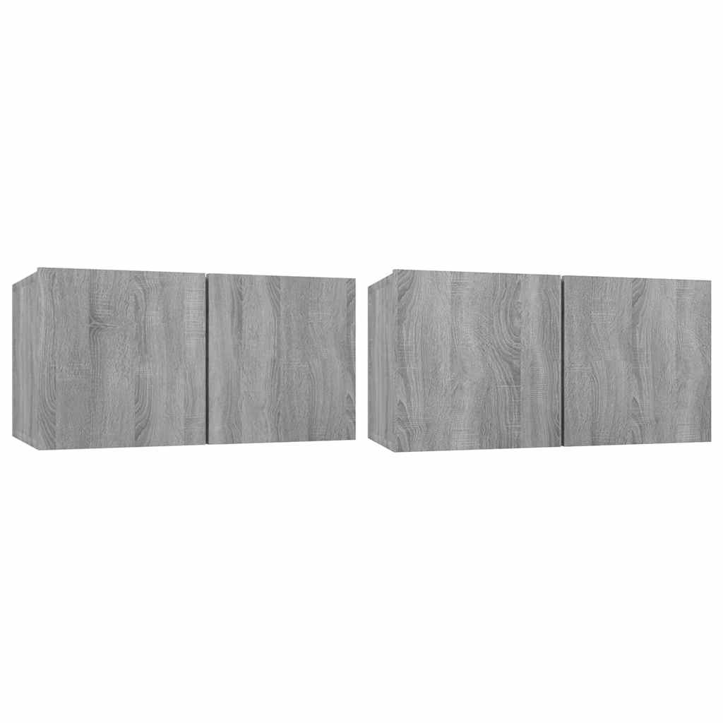 Mobili TV Pensili Grigio Sonoma 2 pz 60x30x30 Legno Multistrato