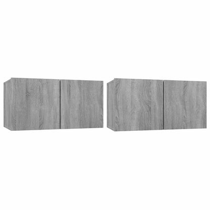 Mobili TV Pensili Grigio Sonoma 2 pz 60x30x30 Legno Multistrato