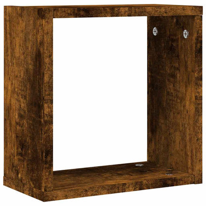 Mensole a Cubo 2 pz Rovere Fumo 30x15x30 cm