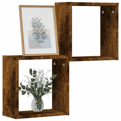 Mensole a Cubo 2 pz Rovere Fumo 30x15x30 cm