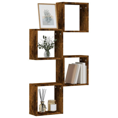 Mensole a Cubo 4 pz Rovere Fumo 30x15x30 cm