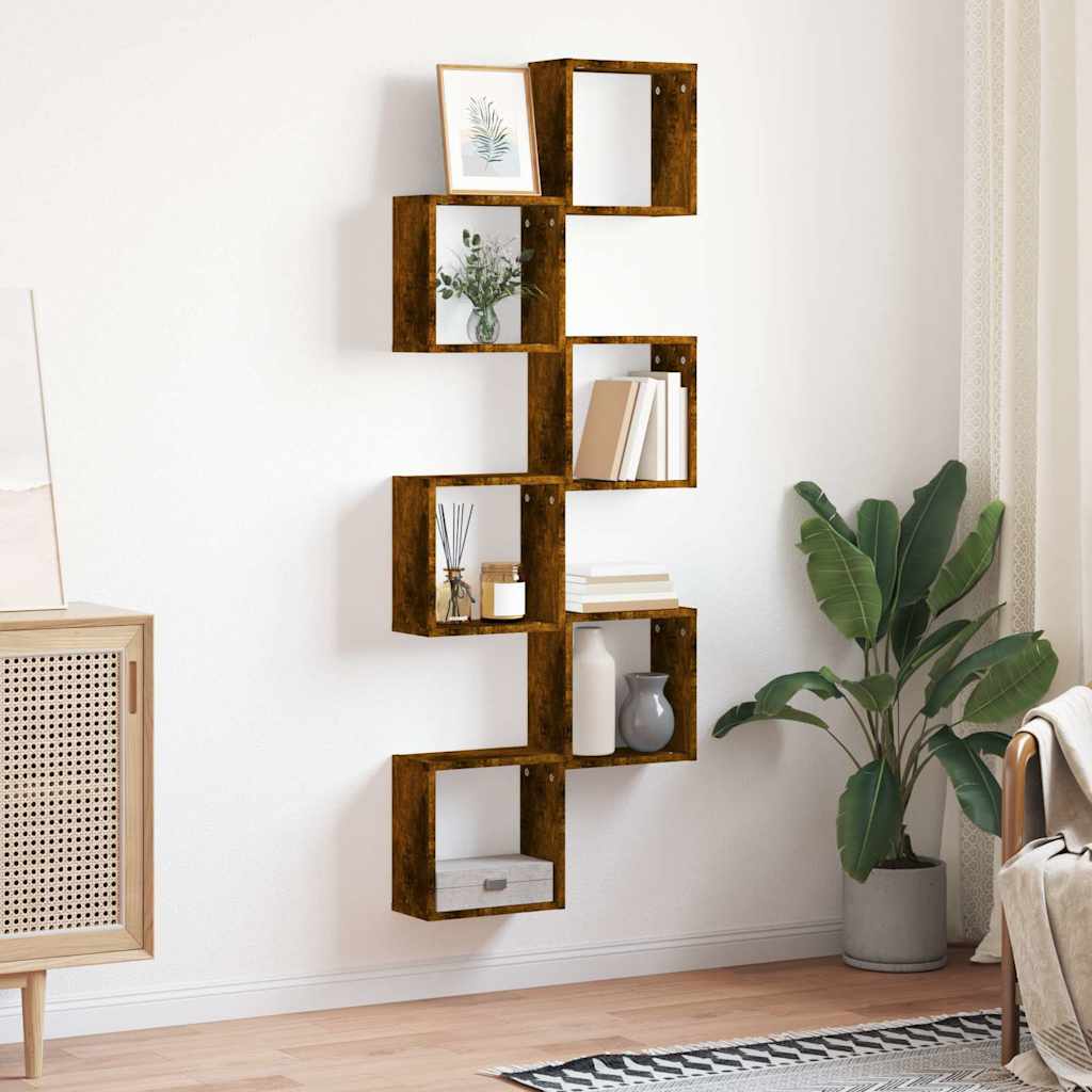 Mensole a Cubo 6 pz Rovere Fumo 30x15x30 cm