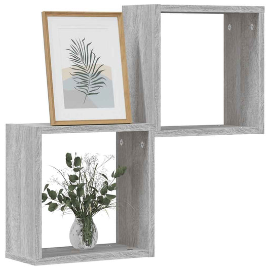 Mensole Parete a Cubo 2 pz Grigio Sonoma 30x15x30 cm | homemem39