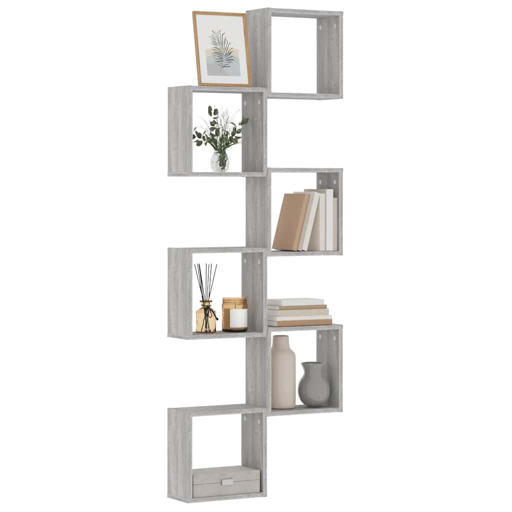 Mensole Parete a Cubo 6 pz Grigio Sonoma 30x15x30 cm | homemem39