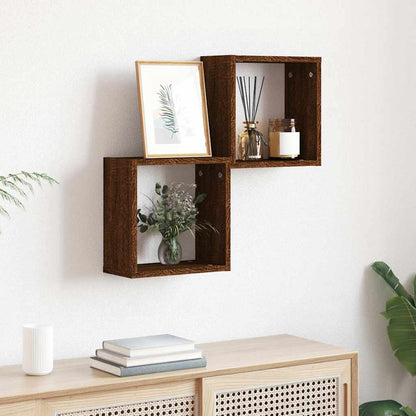 Mensole a Cubo 2 pz Rovere Marrone 30x15x30 cm | homemem39