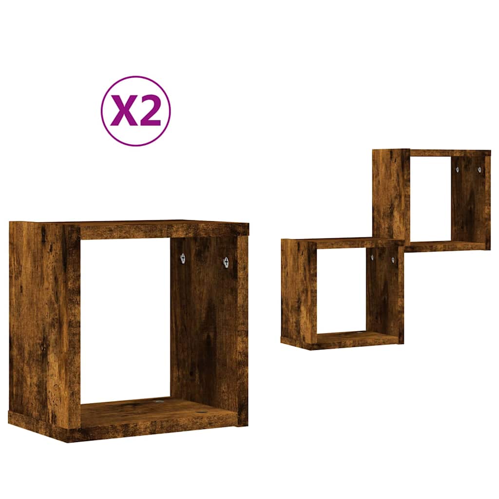 Scaffali da parete 2 pcs Rovere fumé 26 x 15 x 26 cm | homemem39