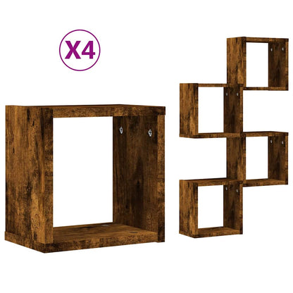 Scaffali da parete 4 pcs Rovere fumé 26 x 15 x 26 cm | homemem39