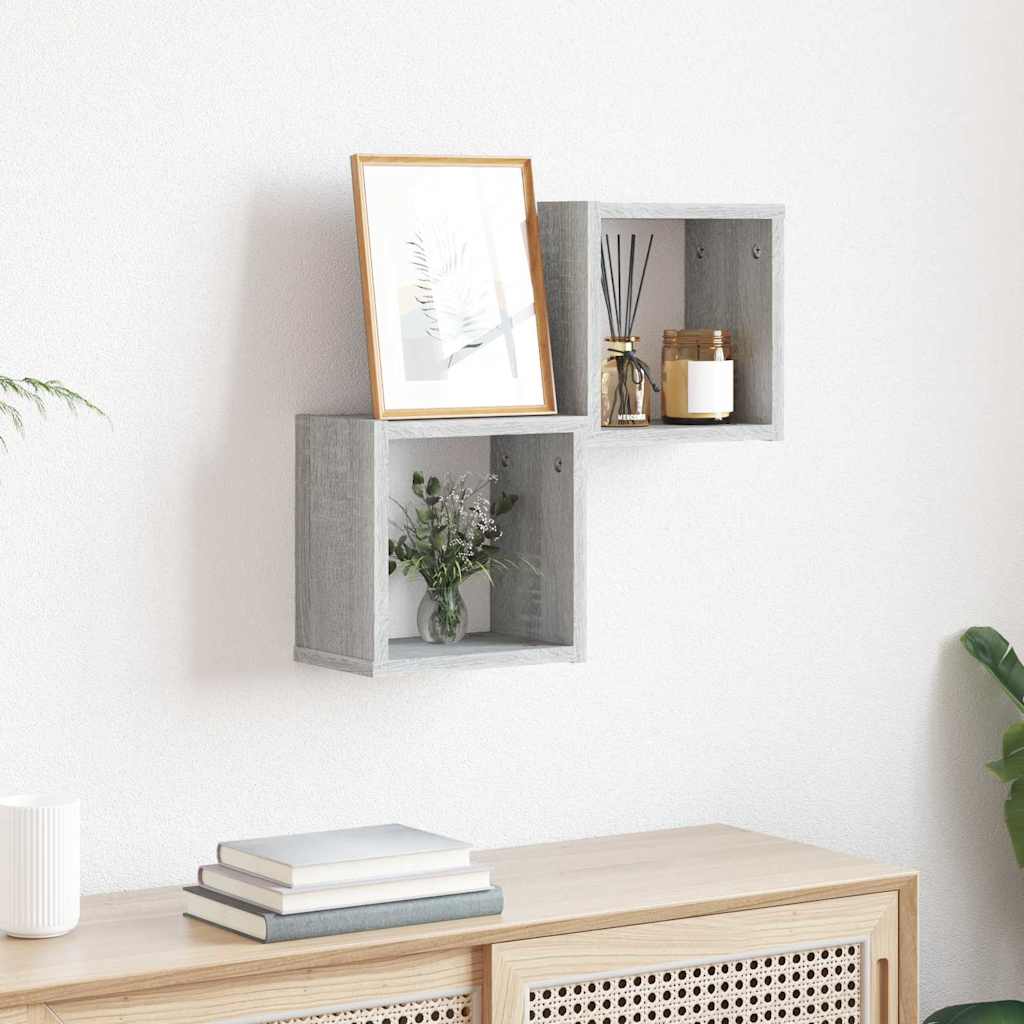 Scaffali da parete 2 pcs Grigio Sonoma 26 x 15 x 26 cm | homemem39