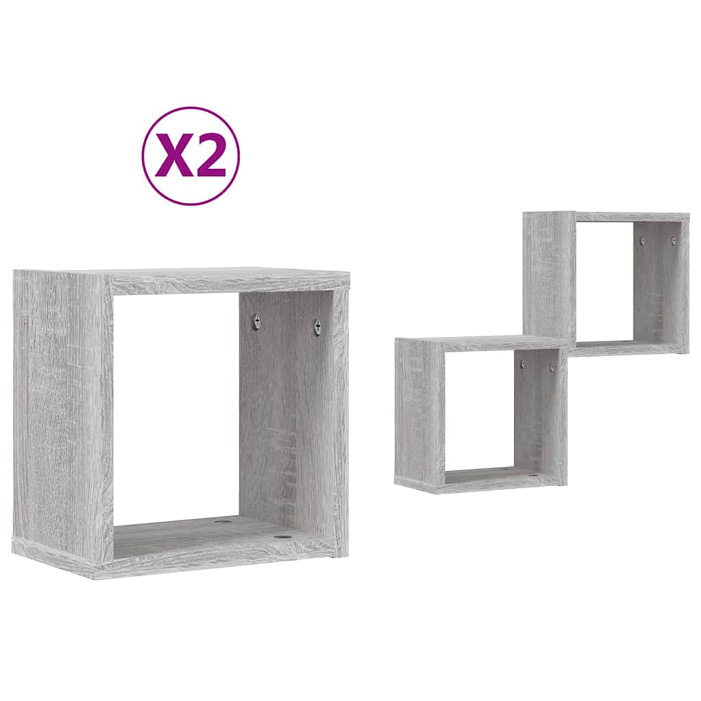 Scaffali da parete 2 pcs Grigio Sonoma 26 x 15 x 26 cm | homemem39