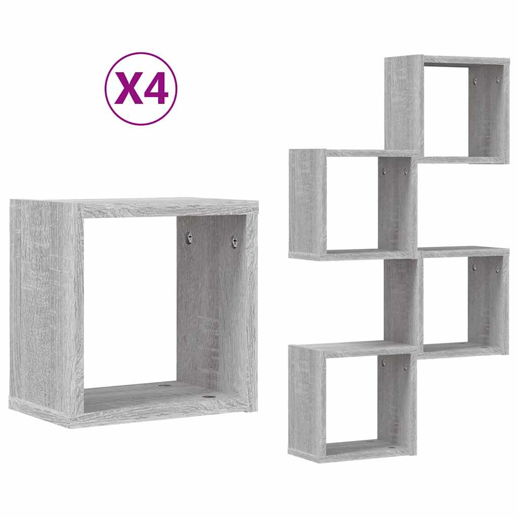 Scaffali da parete 4 pcs Grigio Sonoma 26 x 15 x 26 cm | homemem39