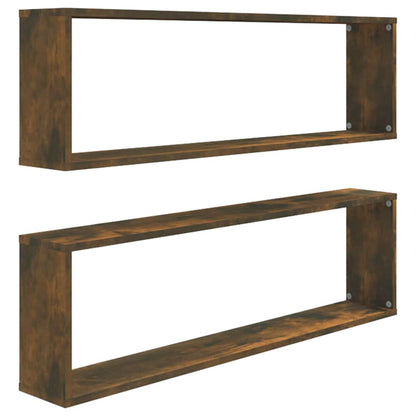 Mensole Parete Cubo 2pz Rovere Fumo 100x15x30
