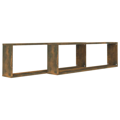 Mensole Parete Cubo 2pz Rovere Fumo 100x15x30