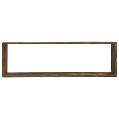 Mensole Parete Cubo 2pz Rovere Fumo 100x15x30 Legno Multistrato | homemem39