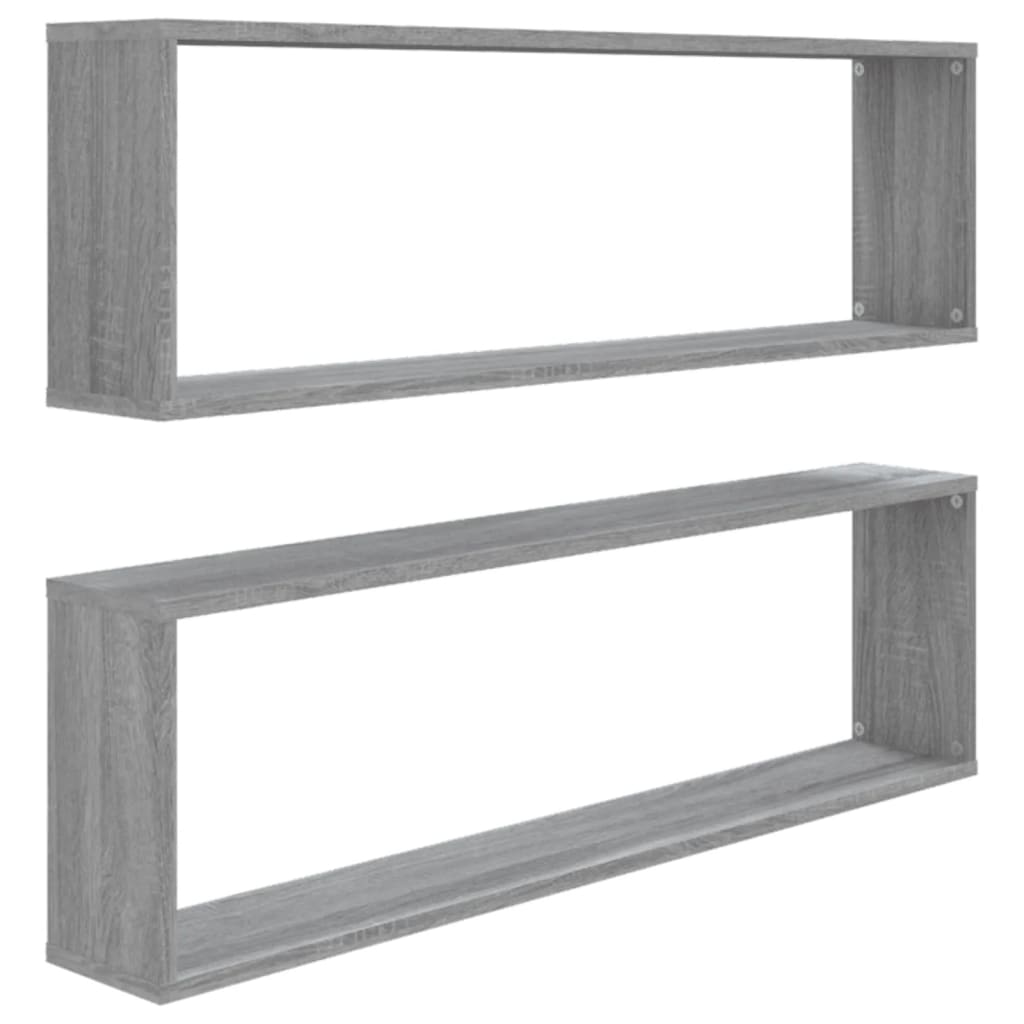 Mensole Cubo Muro 2pz Grigio Sonoma 100x15x30 Legno Multistrato | homemem39
