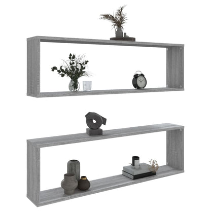 Mensole Cubo Muro 2pz Grigio Sonoma 100x15x30 Legno Multistrato | homemem39