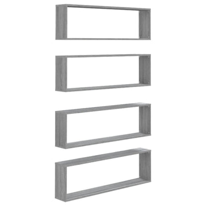 Mensole Cubo Muro 4pz Grigio Sonoma 100x15x30 Legno Multistrato | homemem39