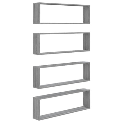 Mensole Cubo Muro 4pz Grigio Sonoma 100x15x30