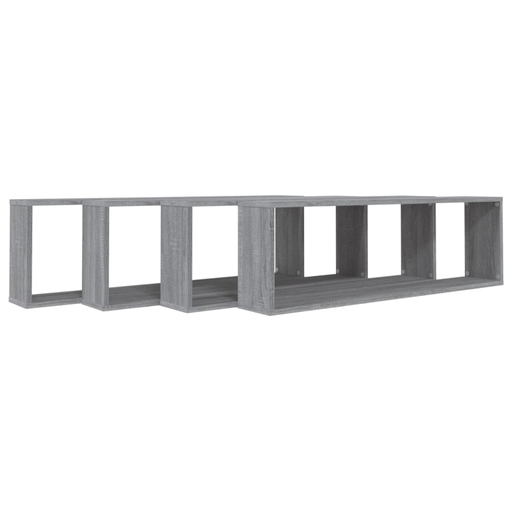 Mensole Cubo Muro 4pz Grigio Sonoma 100x15x30 Legno Multistrato | homemem39