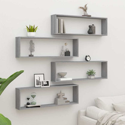 Mensole Cubo Muro 4pz Grigio Sonoma 100x15x30