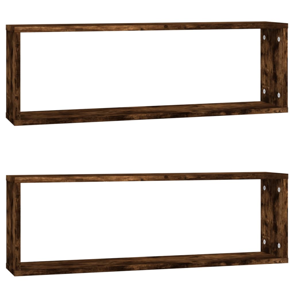 Mensole Parete Cubo 2 Rovere Fumo 80x15x26,5 Legno Multistrato | homemem39