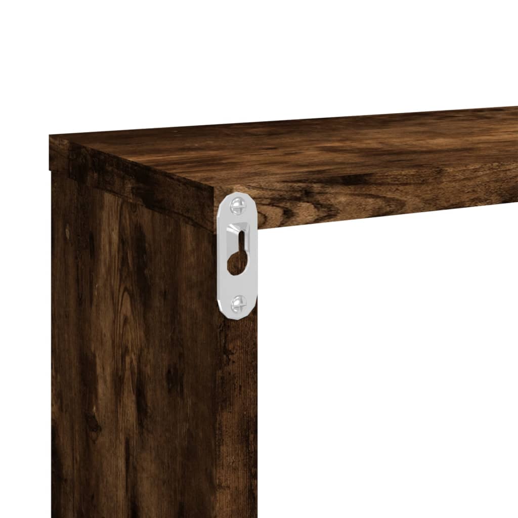 Mensole Parete Cubo 2 Rovere Fumo 80x15x26,5 Legno Multistrato | homemem39