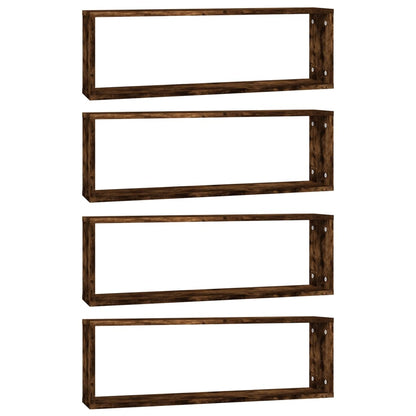 Mensole Muro Cubo 4 Rovere Fumo 80x15x26,5cm Legno Multistrato | homemem39