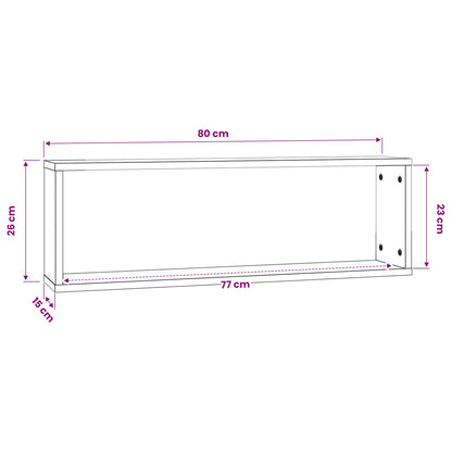 Mensole Muro Cubo 4 Rovere Fumo 80x15x26,5cm Legno Multistrato