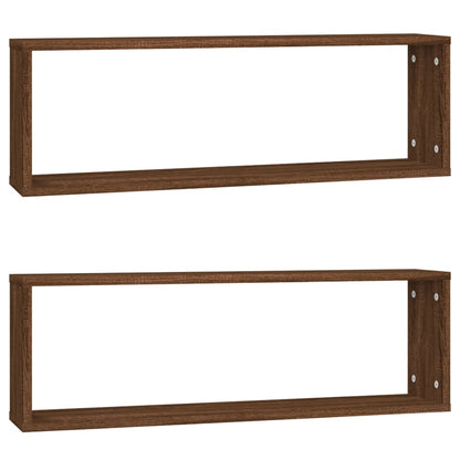 Mensole Muro Cubo 2 Rovere Marrone 80x15x26,5 Legno Multistrato | homemem39