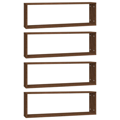Mensole Muro Cubo 4 Rovere Marrone 80x15x26,5 Legno Multistrato | homemem39